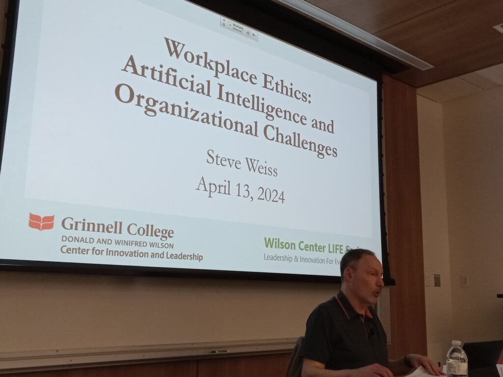 Title slide for the workshop with Steve Weiss seated at a teaching table.
